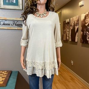 Ivory lace ruffle tunic
